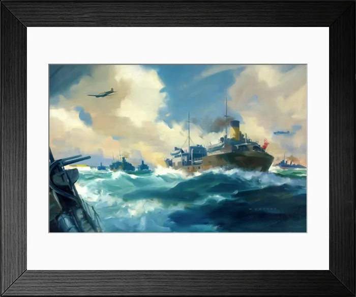 Framed Print : Convoy scene, between 1939 and 1946. Creators: Central Office of Information, Frank Wootton Framed Print : Convoy scene, between 1939 and 1946. Creators: Central Office of Information, Frank Wootton