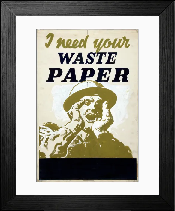 Framed Print : I need your waste paper, World War II poster, between 1939 and 1946 Framed Print : I need your waste paper, World War II poster, between 1939 and 1946