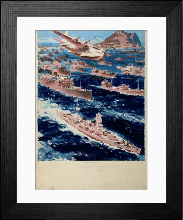 Framed Print : Convoy passing Gibraltar, between 1939 and 1946. Creators: Central Office of Information, Patrick Keely Framed Print : Convoy passing Gibraltar, between 1939 and 1946. Creators: Central Office of Information, Patrick Keely