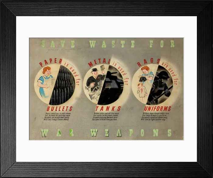 Framed Print : Save waste for war weapons, World War II poster, between 1939 and 1946 Framed Print : Save waste for war weapons, World War II poster, between 1939 and 1946