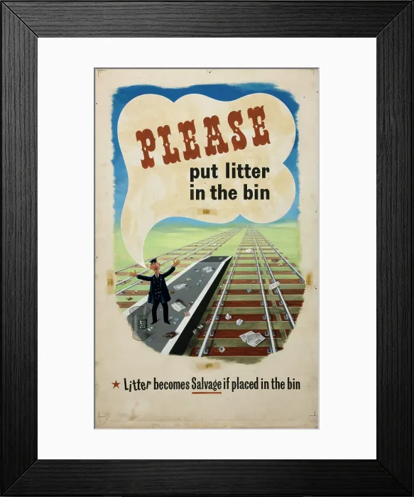 Framed Print : Please put litter in the bin. Litter becomes salvage if... WWII poster, between 1939 and 1946 Framed Print : Please put litter in the bin. Litter becomes salvage if... WWII poster, between 1939 and 1946