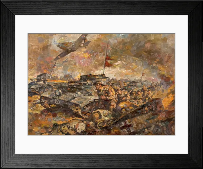 Framed Print : British soldiers and tanks advancing, between 1939 and 1946. Creators: Central Office of Information, Unknown Framed Print : British soldiers and tanks advancing, between 1939 and 1946. Creators: Central Office of Information, Unknown