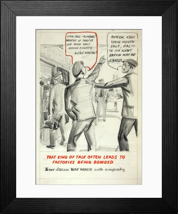 Framed Print : That kind of talk often leads to factories being bombed... WWII poster, between 1939 and 1946 Framed Print : That kind of talk often leads to factories being bombed... WWII poster, between 1939 and 1946