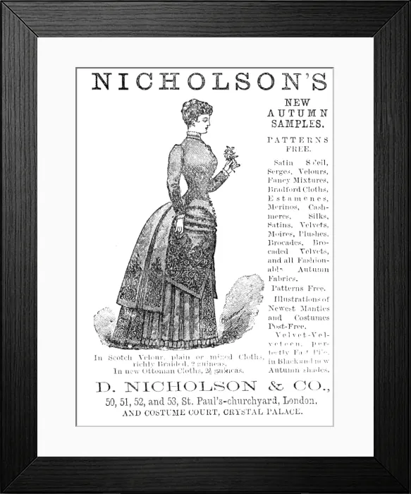 Framed Print : Nicholson's new autumn samples, 1883. Creator: Unknown. Nicholson's new autumn samples, 1883. Creator: Unknown Framed Print : Nicholson's new autumn samples, 1883. Creator: Unknown. Nicholson's new autumn samples, 1883. Creator: Unknown