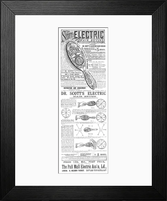 Framed Print : Dr. Scott's Electric Hair Brush, 1883. Creator: Unknown. Dr. Scott's Electric Hair Brush, 1883. Creator: Unknown Framed Print : Dr. Scott's Electric Hair Brush, 1883. Creator: Unknown. Dr. Scott's Electric Hair Brush, 1883. Creator: Unknown