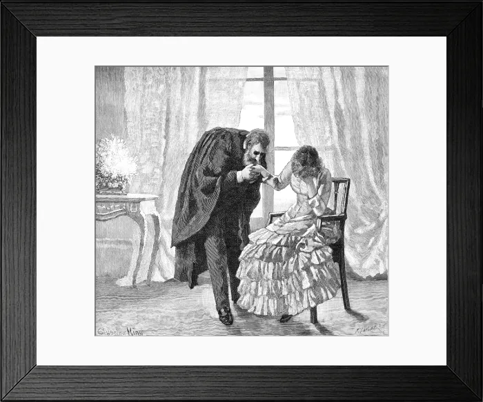 Framed Print : 'I believe it, ' she murmured, and held out her...hand, which he raised reverently to his lips, 1883. Creator: R. Taylor Framed Print : 'I believe it, ' she murmured, and held out her...hand, which he raised reverently to his lips, 1883. Creator: R. Taylor