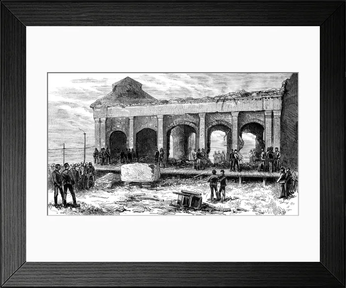 Framed Print : Ruins of the Rocket Store-House after the Explosion, 1883. Creator: Unknown Framed Print : Ruins of the Rocket Store-House after the Explosion, 1883. Creator: Unknown