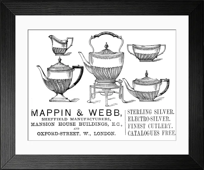 Framed Print : Advertisement for Mappin and Webb, 1883. Creator: Unknown Framed Print : Advertisement for Mappin and Webb, 1883. Creator: Unknown