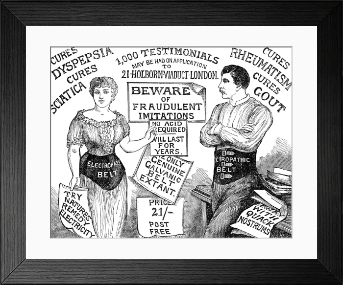 Framed Print : Pall Mall Electric Association's Electropathic Belt, 1883. Creator: Unknown. Pall Mall Electric Association's Electropathic Belt, 1883. Creator: Unknown Framed Print : Pall Mall Electric Association's Electropathic Belt, 1883. Creator: Unknown. Pall Mall Electric Association's Electropathic Belt, 1883. Creator: Unknown
