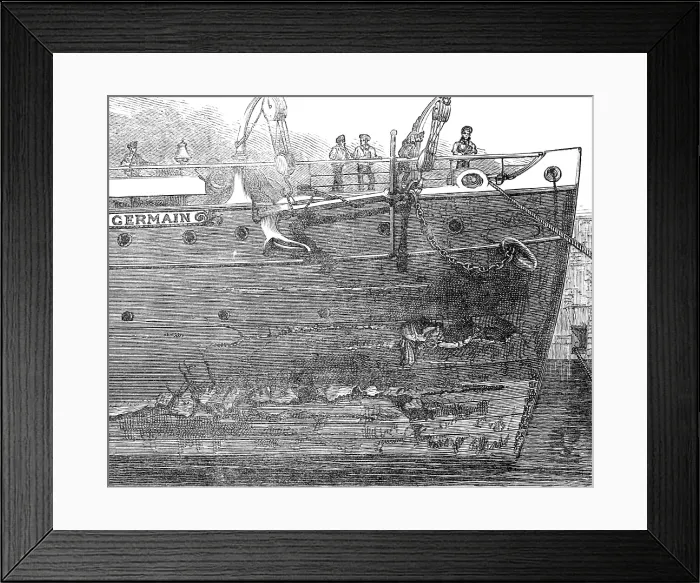 Framed Print : Damaged hull of the Saint Germain, 1883. Creator: Unknown Framed Print : Damaged hull of the Saint Germain, 1883. Creator: Unknown