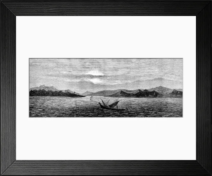 Framed Print : Anjer, on the Coast of Java, destroyed by the eruption, 1883. Creator: Unknown Framed Print : Anjer, on the Coast of Java, destroyed by the eruption, 1883. Creator: Unknown