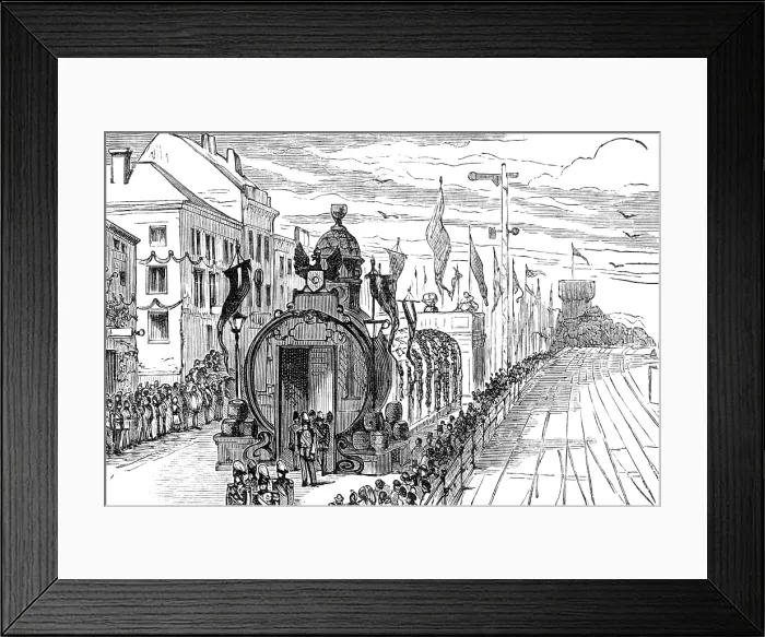 Framed Print : Unveiling the German National Monument at Rudesheim: the Great Tun in the main street, 1883. Creator: Unknown