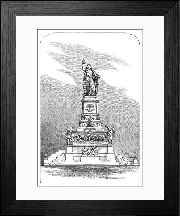 Framed Print : Statue of Germania, opposite Bingen, on the Rhine, 1883. Creator: Unknown Framed Print : Statue of Germania, opposite Bingen, on the Rhine, 1883. Creator: Unknown