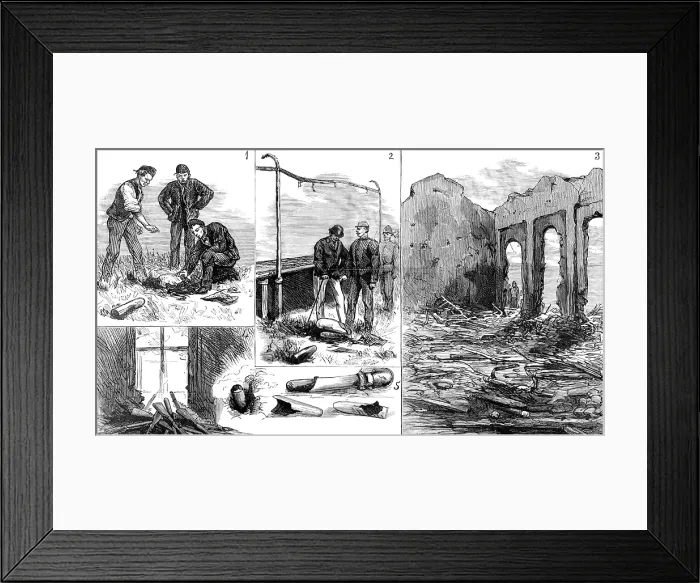 Framed Print : The Explosion of the Rocket Factory at Woolwich Arsenal, 1883. Creator: Unknown Framed Print : The Explosion of the Rocket Factory at Woolwich Arsenal, 1883. Creator: Unknown