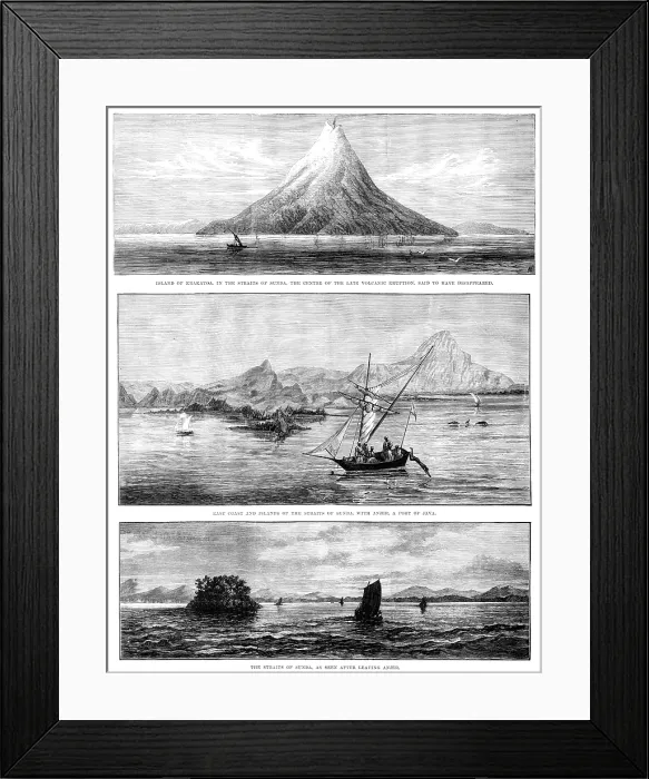 Framed Print : The Volcanic Eruption in the Straits of Sunda, 1883. Creator: Unknown Framed Print : The Volcanic Eruption in the Straits of Sunda, 1883. Creator: Unknown