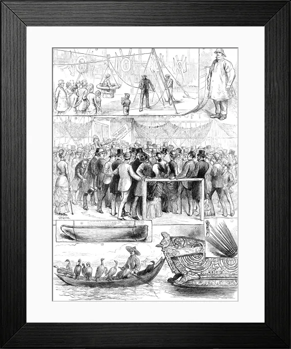 Framed Print : Sketches at the International Fisheries Exhibition, 1883. Creator: Unknown Framed Print : Sketches at the International Fisheries Exhibition, 1883. Creator: Unknown