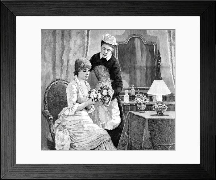 Framed Print : Sophy took the flowers and...with neat-handed skill...arranged them, and gave them to her maid, 1883 Creator: R. Taylor Framed Print : Sophy took the flowers and...with neat-handed skill...arranged them, and gave them to her maid, 1883 Creator: R. Taylor