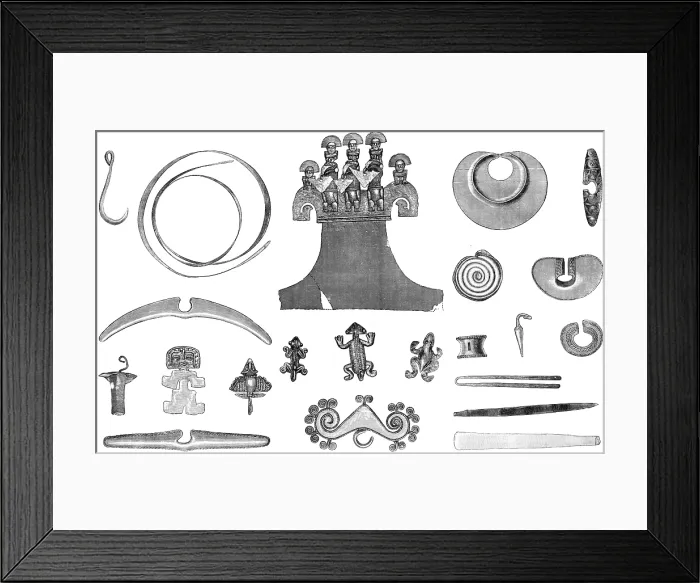 Framed Print : Gold ornaments from the graves of the Incas of Peru, 1883. Creator: Unknown Framed Print : Gold ornaments from the graves of the Incas of Peru, 1883. Creator: Unknown