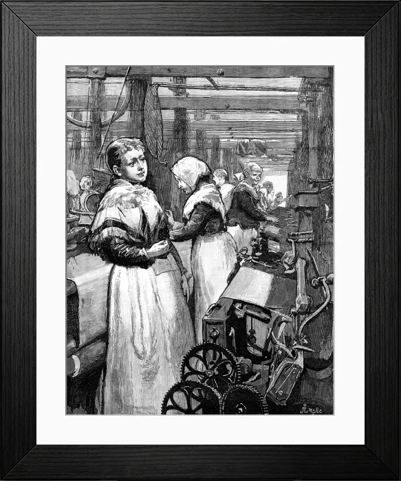 Framed Print : At Work in a Woollen Factory, 1883. Creator: Eugene Froment Framed Print : At Work in a Woollen Factory, 1883. Creator: Eugene Froment