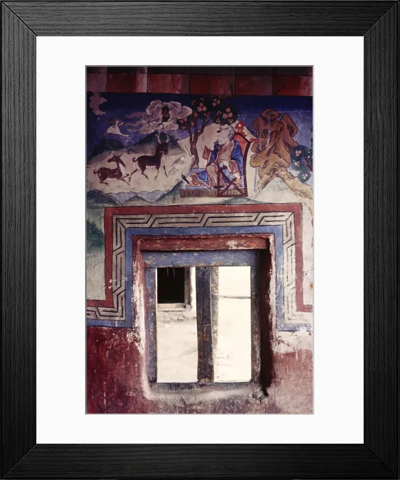 Framed Print : Painted window, Ladakh, India, 1988. Creator: Amanda Waite