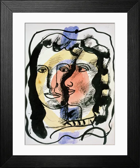 Framed Print : Two Faces, c1940s-c1950s(?). Creator: Fernand Leger. Two Faces, c1940s-c1950s(?). Creator: Fernand Leger
