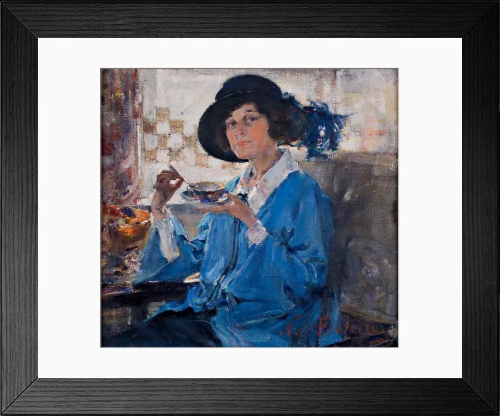Framed Print : Tea in Santa Monica (Portrait of Mrs Krag), 1923. Creator: Nikolay Feshin Framed Print : Tea in Santa Monica (Portrait of Mrs Krag), 1923. Creator: Nikolay Feshin