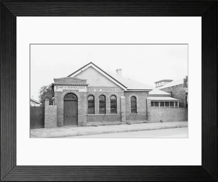 Framed Print : Bank of Australasia, Oakey, Queensland, 1935. Creator: Jack Bain