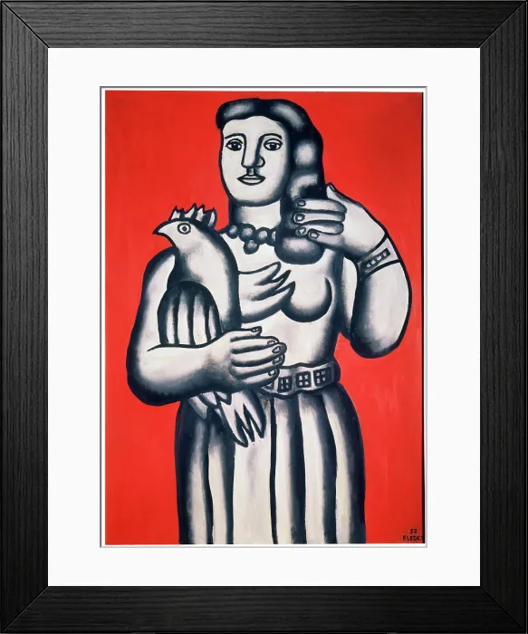 Framed Print : Woman with a Bird against a Red Background, 1952. Creator: Fernand Leger. Woman with a Bird against a Red Background, 1952. Creator: Fernand Leger Framed Print : Woman with a Bird against a Red Background, 1952. Creator: Fernand Leger. Woman with a Bird against a Red Background, 1952. Creator: Fernand Leger