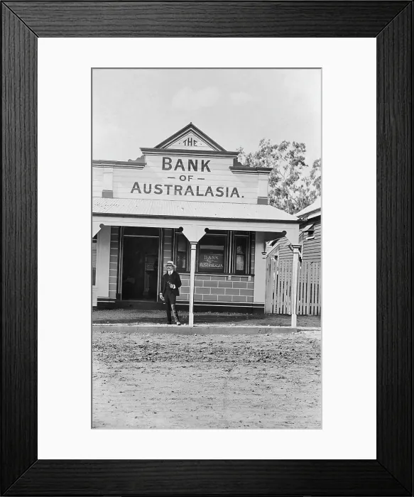 Framed Print : Bank of Australasia, Beaudesert, Queensland, 1935. Creator: Jack Bain Framed Print : Bank of Australasia, Beaudesert, Queensland, 1935. Creator: Jack Bain