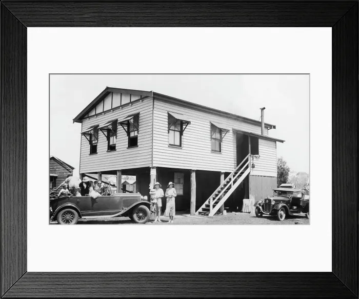 Framed Print : Holiday house, Maroochydore, Queensland, 1936. Creator: Jack Bain Framed Print : Holiday house, Maroochydore, Queensland, 1936. Creator: Jack Bain