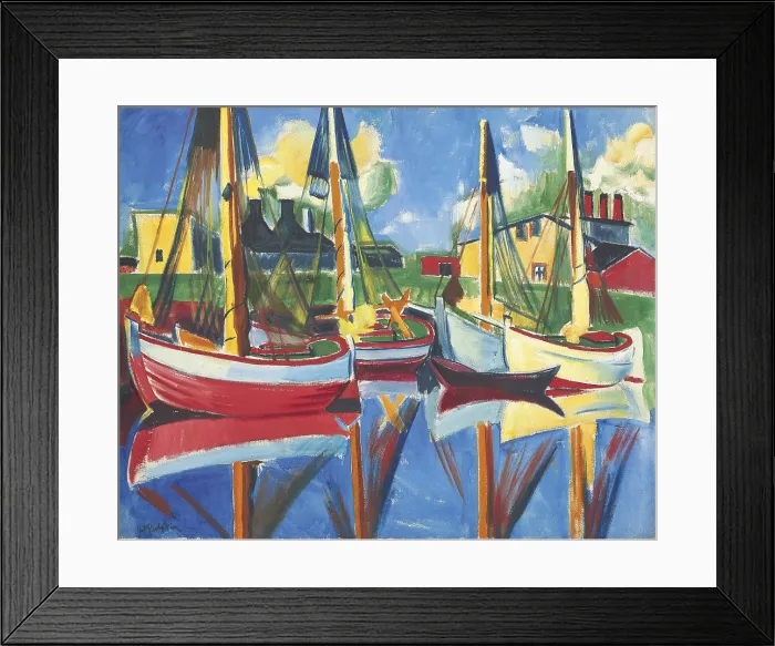 Framed Print : Fishing boats in the afternoon sun, 1921. Creator: Max Pechstein Framed Print : Fishing boats in the afternoon sun, 1921. Creator: Max Pechstein