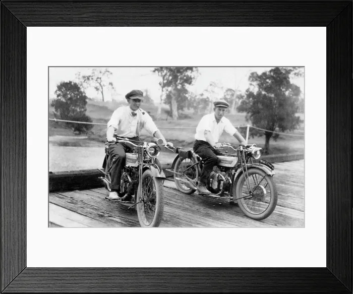 Framed Print : Jack Bain (right in image) and another man on Harlin Bridge, 1926. Creator: Jack Bain Framed Print : Jack Bain (right in image) and another man on Harlin Bridge, 1926. Creator: Jack Bain