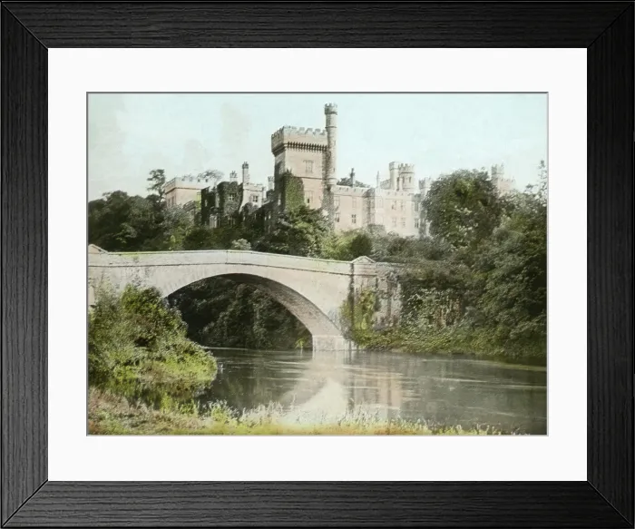 Framed Print : Castle and bridge in colour, possibly around Dorset, England, 1900 Framed Print : Castle and bridge in colour, possibly around Dorset, England, 1900