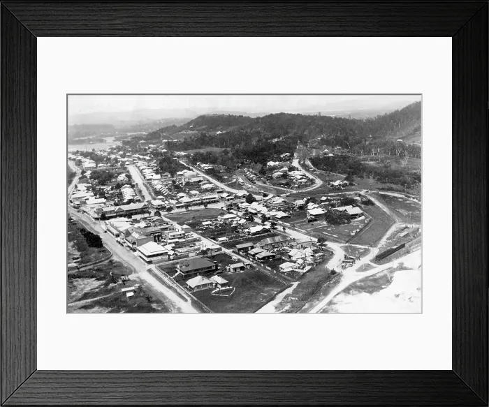 Framed Print : Aerial shot of Tweed Heads, New South Wales, 1922. Creator: Jack Bain Framed Print : Aerial shot of Tweed Heads, New South Wales, 1922. Creator: Jack Bain