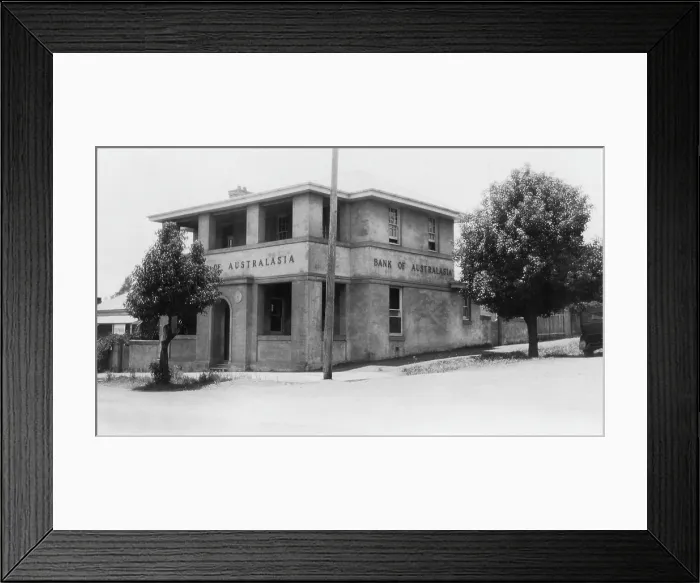 Framed Print : Bank of Australasia, Unknown branch, 1935. Creator: Jack Bain Framed Print : Bank of Australasia, Unknown branch, 1935. Creator: Jack Bain