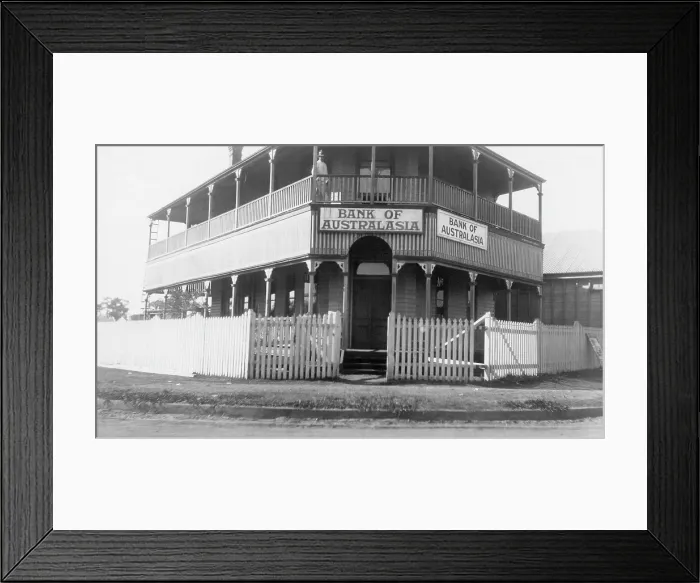 Framed Print : Bank of Australasia, Charlotte Street, Crows Nest, Queensland, 1935. Creator: Jack Bain Framed Print : Bank of Australasia, Charlotte Street, Crows Nest, Queensland, 1935. Creator: Jack Bain