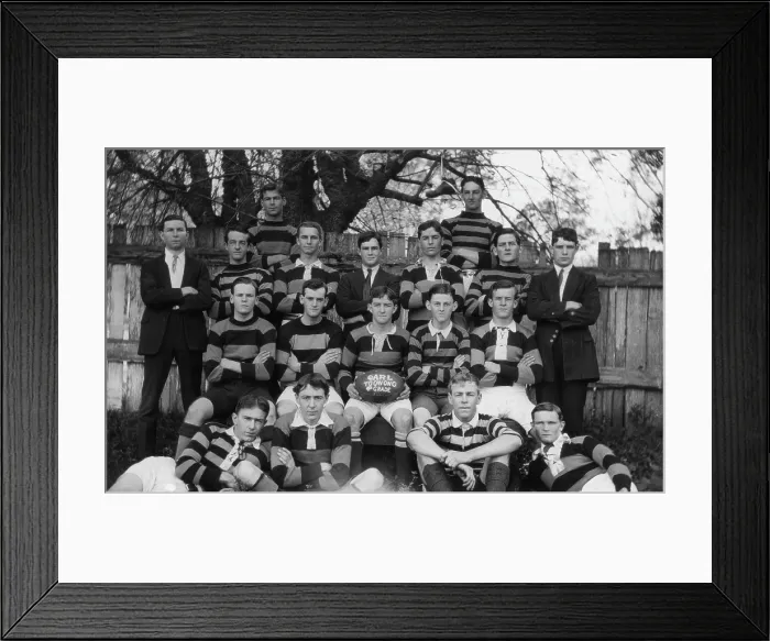 Framed Print : Football team - QARL Toowong 4th Grade, 1909. Creator: Robert Augustus Henry L'Estrange. Football team - QARL Toowong 4th Grade, 1909 Framed Print : Football team - QARL Toowong 4th Grade, 1909. Creator: Robert Augustus Henry L'Estrange. Football team - QARL Toowong 4th Grade, 1909