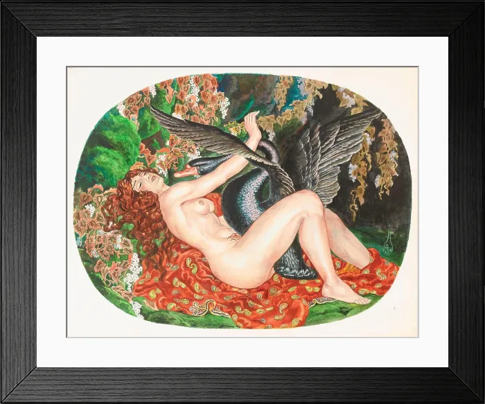 Framed Print : Leda and the Swan, 1915. Creator: Nikolay Kalmakov Framed Print : Leda and the Swan, 1915. Creator: Nikolay Kalmakov