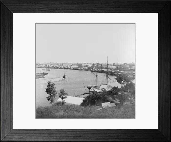 Framed Print : Brisbane River, Petrie Bight with Customs House to the right, 1890 Framed Print : Brisbane River, Petrie Bight with Customs House to the right, 1890