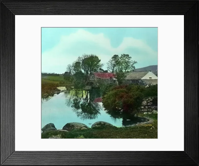 Framed Print : Water mill and buildings unknown location possibly a flour mill, Dorset, England, 1900