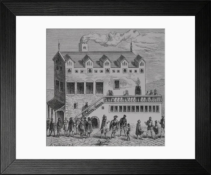 Framed Print : Hotel de la Chambre des comptes, in the courtyard of the Palais, Paris, France, 1878. Creator: Albert Coinchon