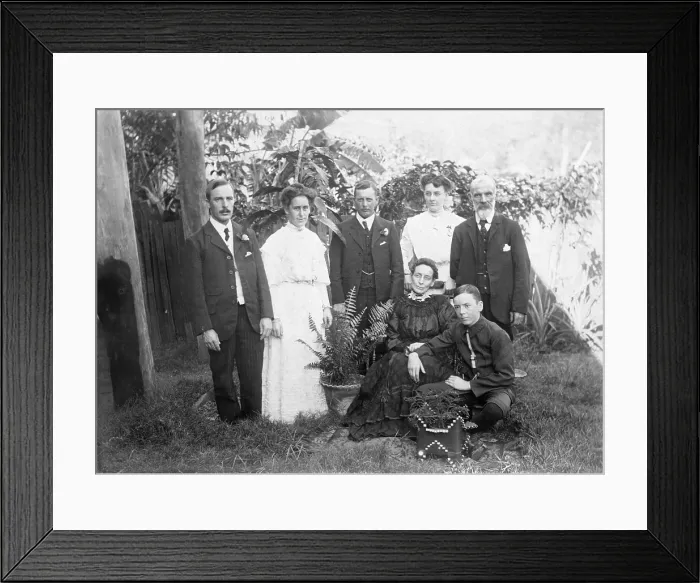 Framed Print : Portrait photograph of William Manderville Ellis L'Estrange (left) and other family members, 1910 Framed Print : Portrait photograph of William Manderville Ellis L'Estrange (left) and other family members, 1910