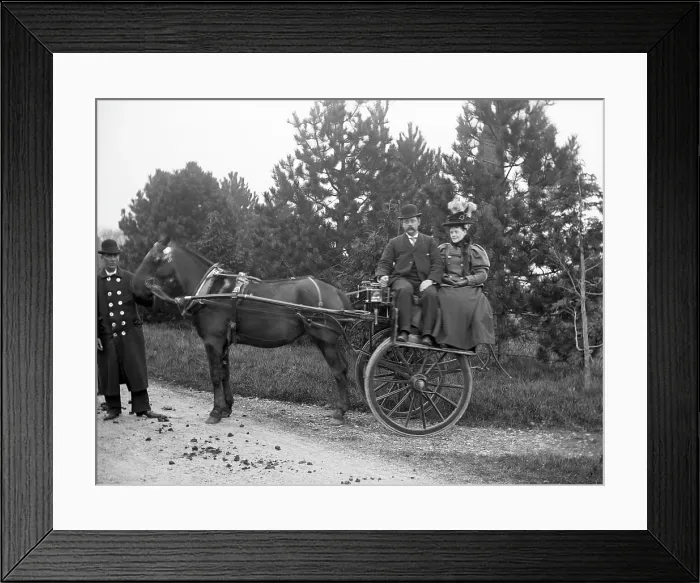 Framed Print : Unknown people in horse drawn cart and coachman; possibly Chester, England (Bache Hall), 1895 Framed Print : Unknown people in horse drawn cart and coachman; possibly Chester, England (Bache Hall), 1895