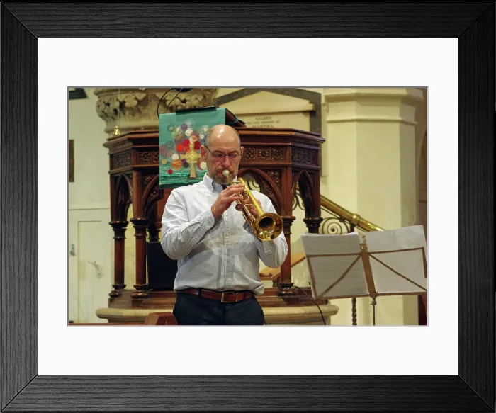 Framed Print : Chris Coull, Tim Whitehead Quintet, Chris Coull Promotion, St Andrew's Church, Hove, August 2025