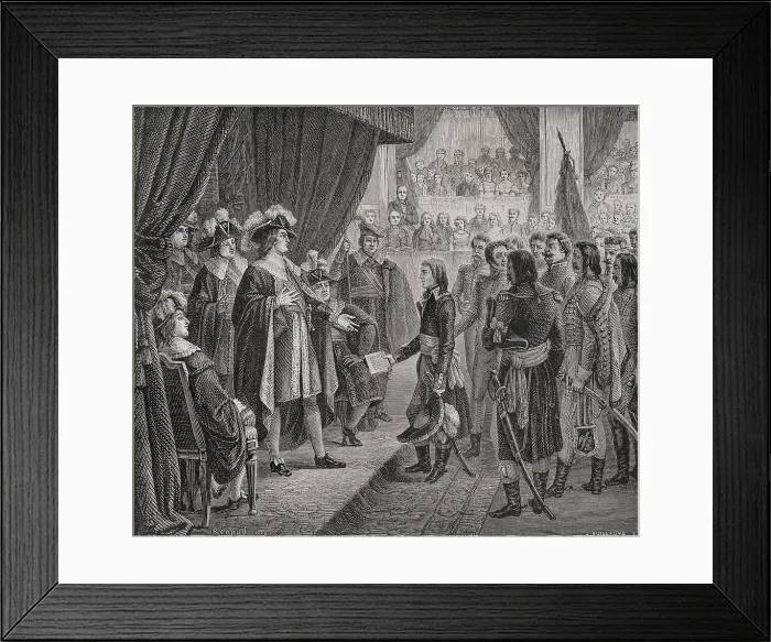 Framed Print : First French Republic: Napoleon Bonaparte presenting to the Directory the Treaty of Campo...1879. Creator: J Guillaume Framed Print : First French Republic: Napoleon Bonaparte presenting to the Directory the Treaty of Campo...1879. Creator: J Guillaume
