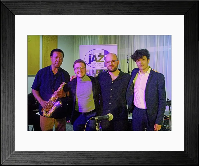 Framed Print : Joan Fort Trio plus Vincent Herring, Watermill Jazz Club, Dorking, Surrey, 20 May 2025
