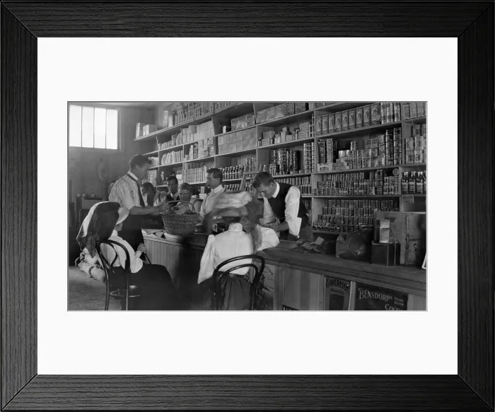 Framed Print : Inside grocery shop possibly Kelvin Grove / Red Hill Queensland, 1905 Framed Print : Inside grocery shop possibly Kelvin Grove / Red Hill Queensland, 1905