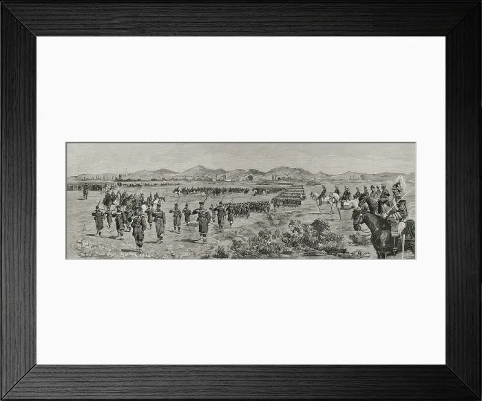 Framed Print : Parade of the troops after the review at Campos de Antezana (Antezana Fields), in the... 1878. Creators: Bernardo Rico, Domingo Munoz Framed Print : Parade of the troops after the review at Campos de Antezana (Antezana Fields), in the... 1878. Creators: Bernardo Rico, Domingo Munoz