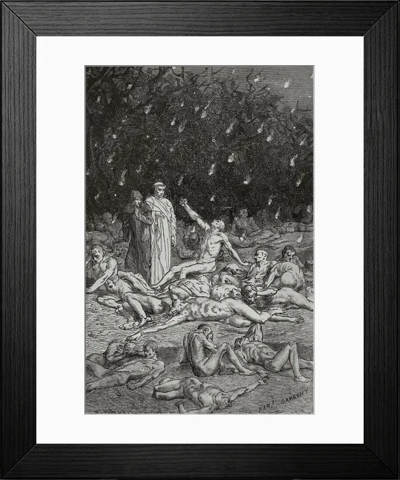 Framed Print : The Divine Comedy (1307-1321): Inferno (Hell), 1888. Creator: Jean Edouard Dargent Framed Print : The Divine Comedy (1307-1321): Inferno (Hell), 1888. Creator: Jean Edouard Dargent
