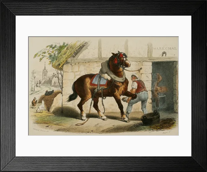 Framed Print : The draft horse, 1856. Creator: Edouard Travies Framed Print : The draft horse, 1856. Creator: Edouard Travies